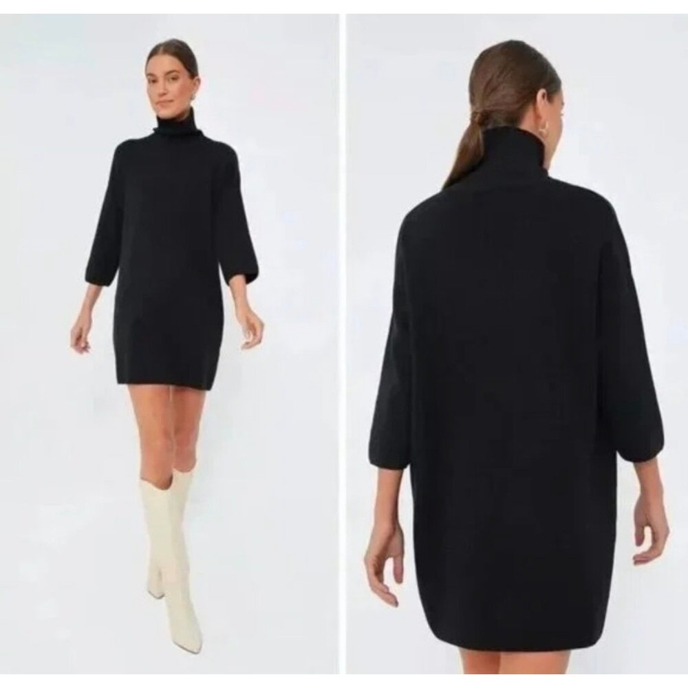 Pomander Place Noir Vivianne Black Turtleneck Knit Dress Tunic Shimmer Small